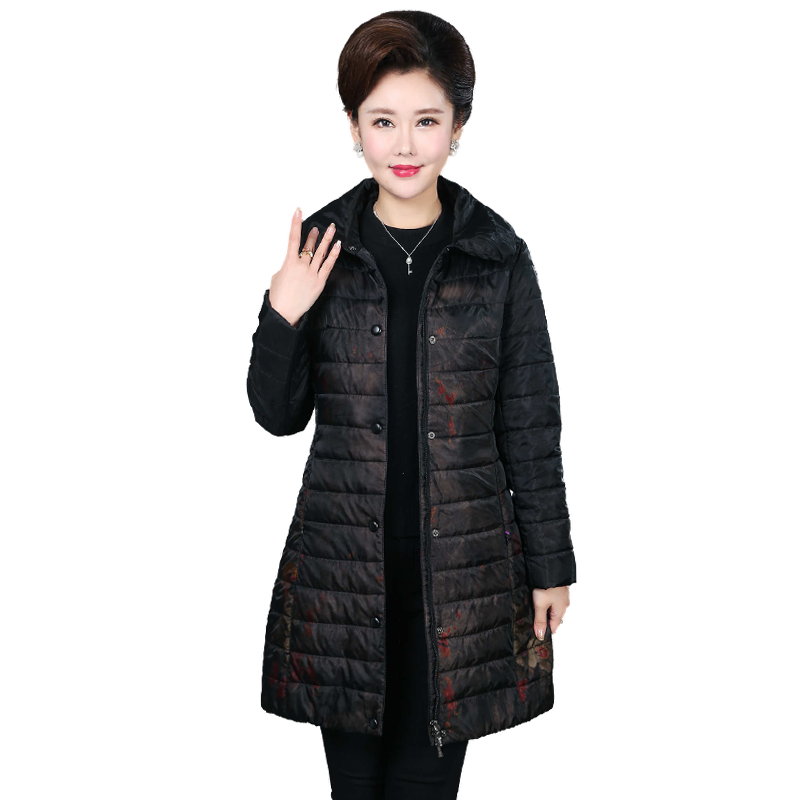 中年妈妈冬季新品防寒蚕丝棉服阿姨中长外套女装菲莉诗蒂驼绒棉袄