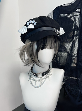 1Gangster Inn原创猫爪小翅膀贝雷帽亚文化帽子萌系宅文化蕾系型