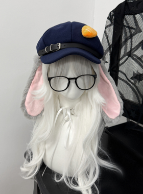 朱迪兔cosplay帽子垂耳兔电影周边可爱兔子警官报童帽显脸小帽子