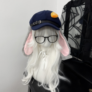 朱迪兔cosplay帽子垂耳兔电影周边可爱兔子警官报童帽显脸小帽子
