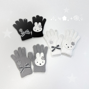 1Gangster Inn米菲兔古早毛绒分指手套宅萌女款冬季加厚保暖亚文