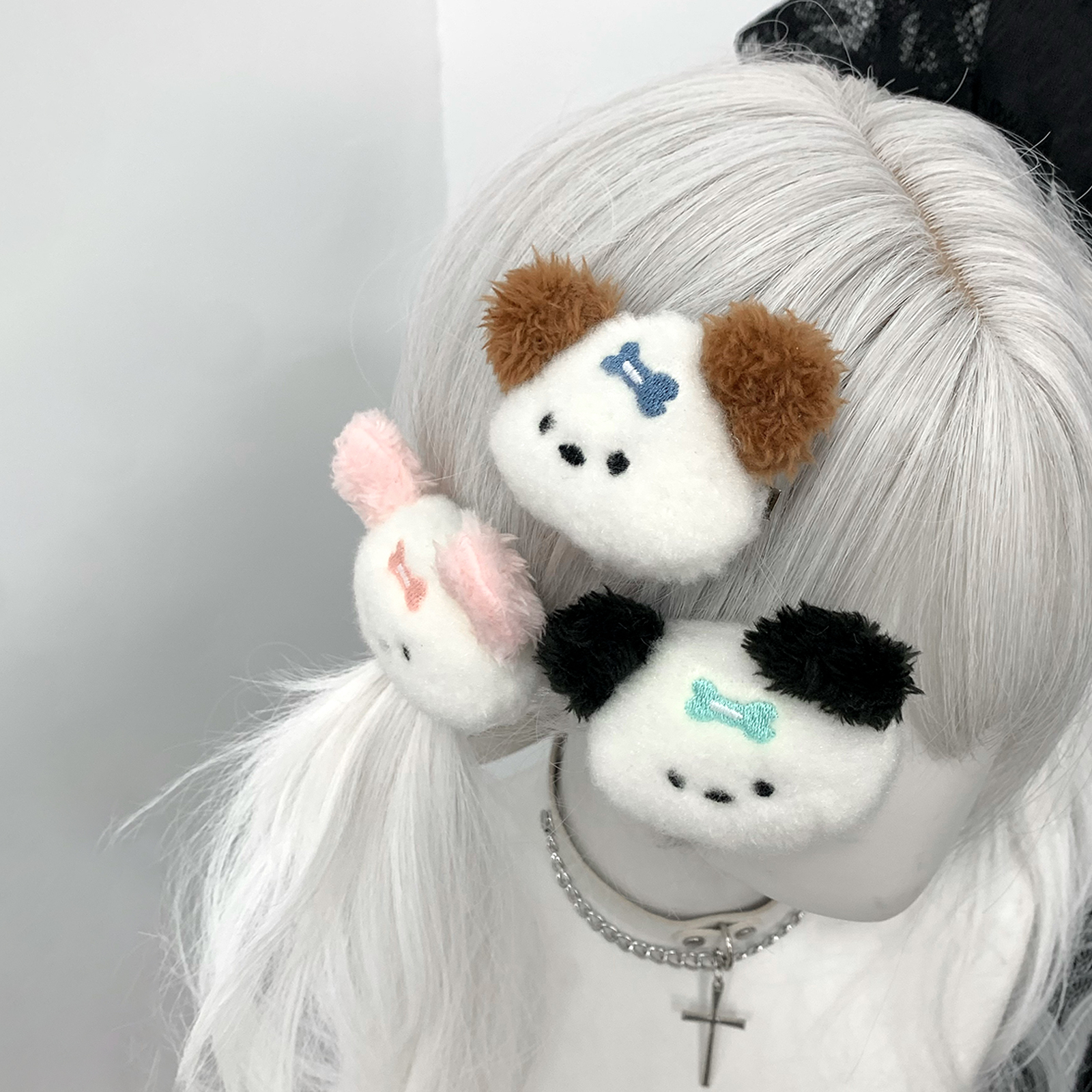 骨头小狗发夹宅系头饰软妹可爱