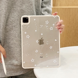 无面盖单壳适ipad11代12代pro10保护air678壳11英寸A18air5M4英寸亚克力背板轻薄可爱卡通ipd10.2防弯保护套