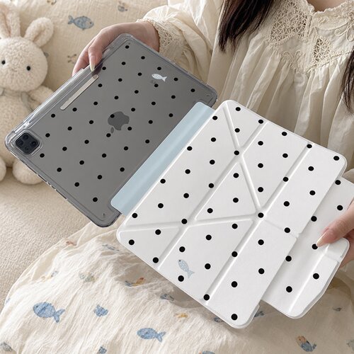 波点小鱼适用ipadair11pro11英寸air4/5/6/7/8pro1/2/3/4代12.9英寸minni/6/7ipad10防弯case保护套轻薄