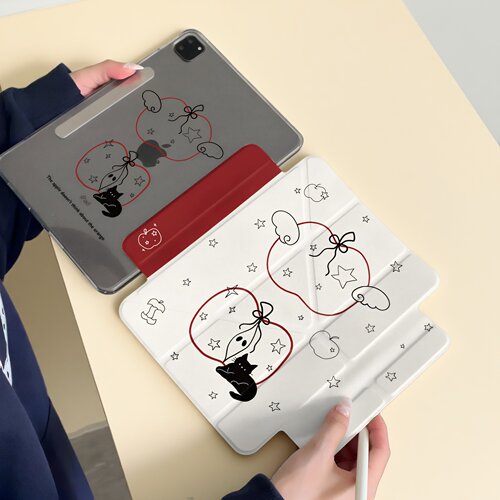 线条星黑猫侧贴磁吸分离新款ipad11air8765pro保护壳12.9英寸13亚克力背板轻薄可爱卡通10.210代case保护套