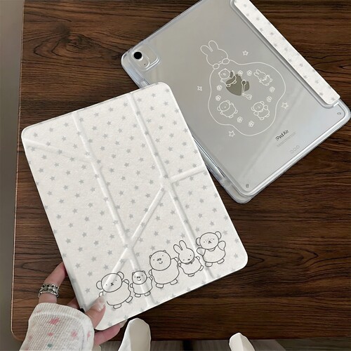 米白线条米菲适用ipad11代air8/76/pro11平板保护套caseipad10.2英寸9//8/7代防弯亚克力背板卡通ins