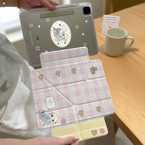 粉格打call女孩侧贴磁吸分离新款ipad11air8765pro保护壳12.9英寸13亚克力背板轻薄可爱卡通10.2case保护套