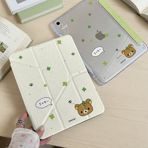 四叶草轻松熊适用ipad11代air8/76/pro11平板保护套caseipad10.2英寸9//8/7代防弯亚克力背板卡通ins