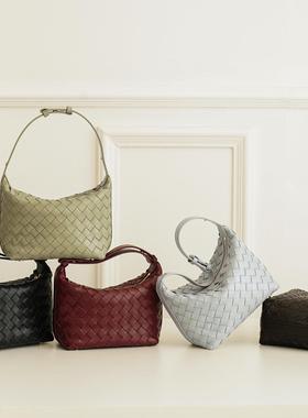 GUANG.SU编织饭盒包腋下包时尚高级感女包里外羊皮大容量手拎包