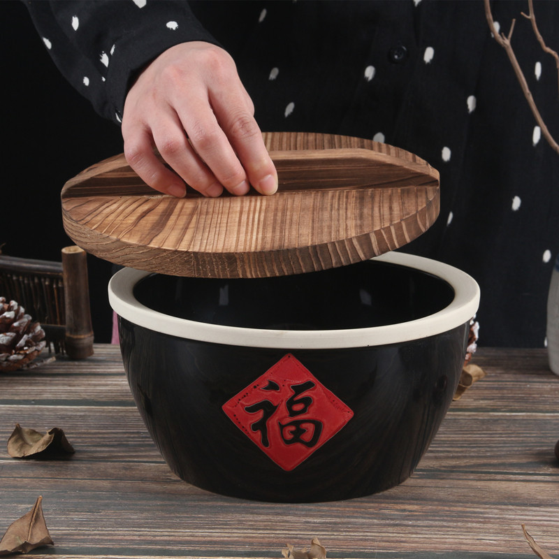 带盖陶瓷和面盆猪油容器鸡盅