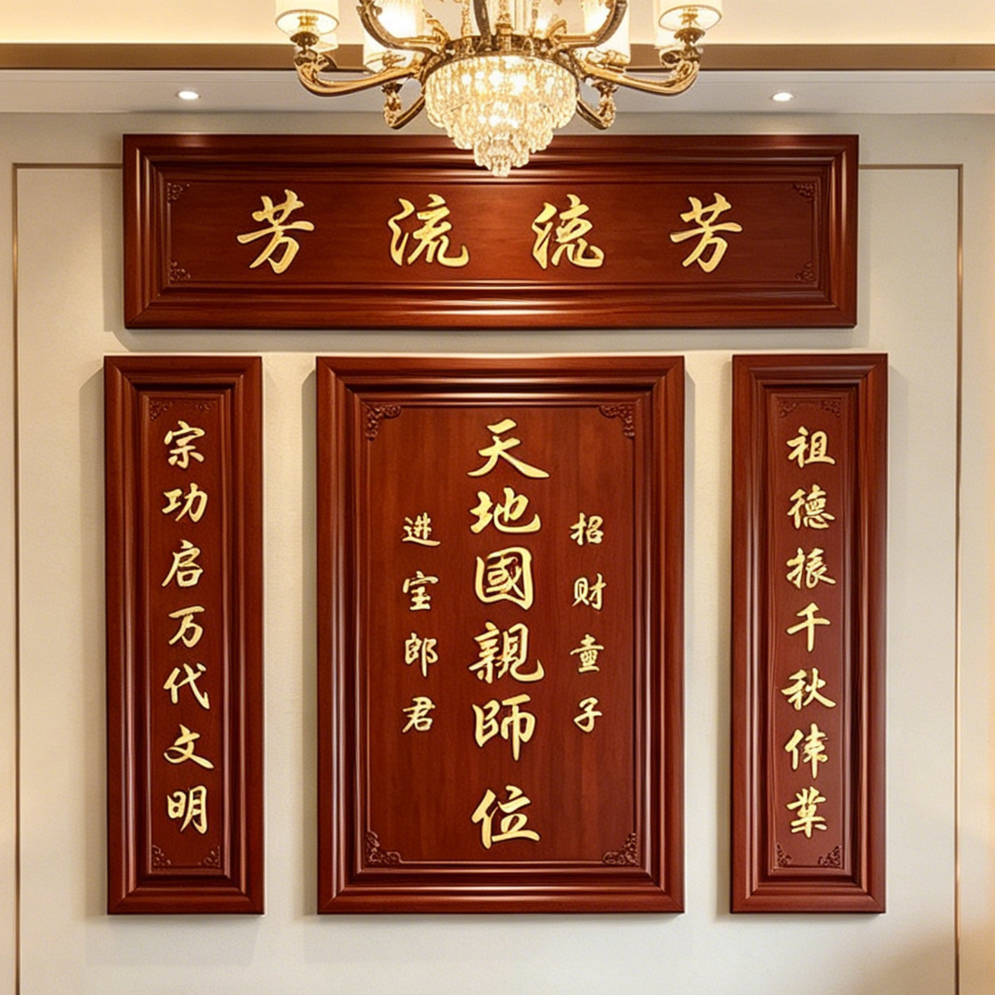 实木神龛香火牌中堂天地国亲师位神台农村堂屋家神牌祠堂牌匾定制