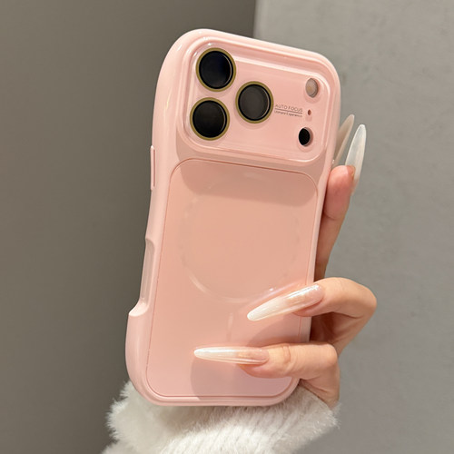 淡粉色小蛮腰18pro磁吸磨砂适用苹果17手机壳iphone16promax新款15秒变大视窗14高级巨好看pm全包防摔保护套