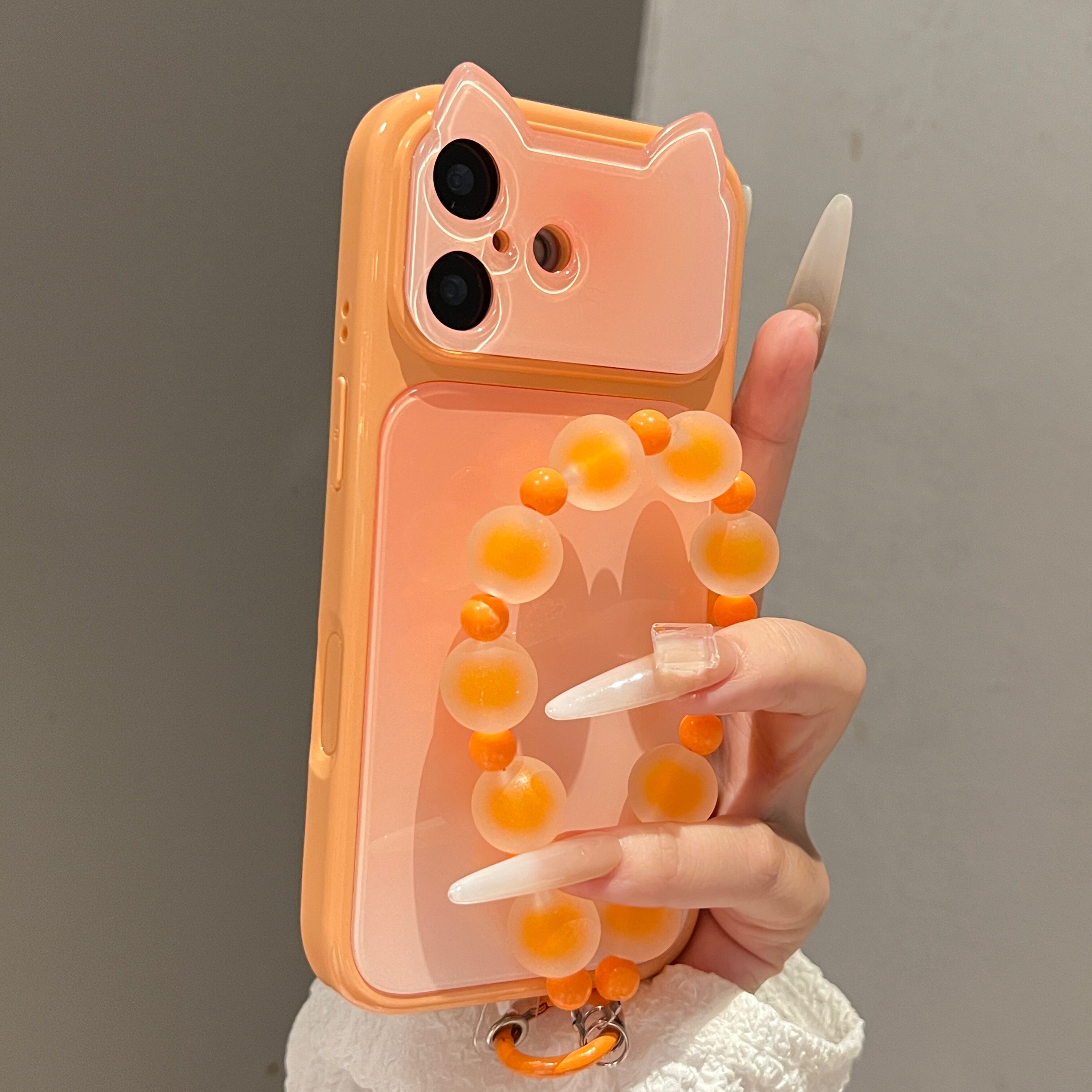 撞色晕染立体可爱猫耳秒变适用苹果17手机壳iphone16promax新款15全包防摔14新品13高级感巨好看小众不会撞壳图片