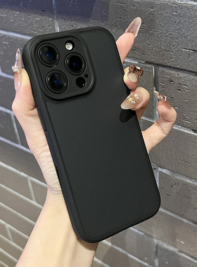 黑色肤感磨砂ai触控键适用苹果16手机壳iPhone15新款14promax高级感13男全包镜头防摔12超薄11硅胶小众不撞款