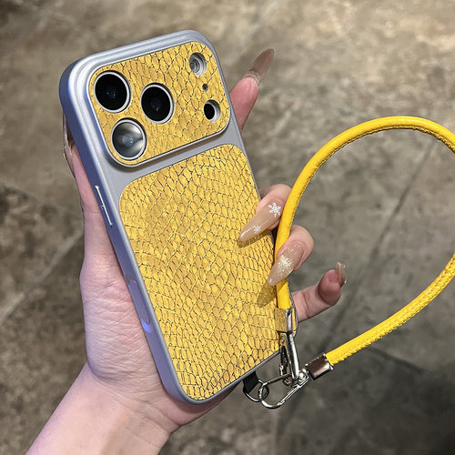 轻奢蛇皮纹带挂绳适用于苹果17