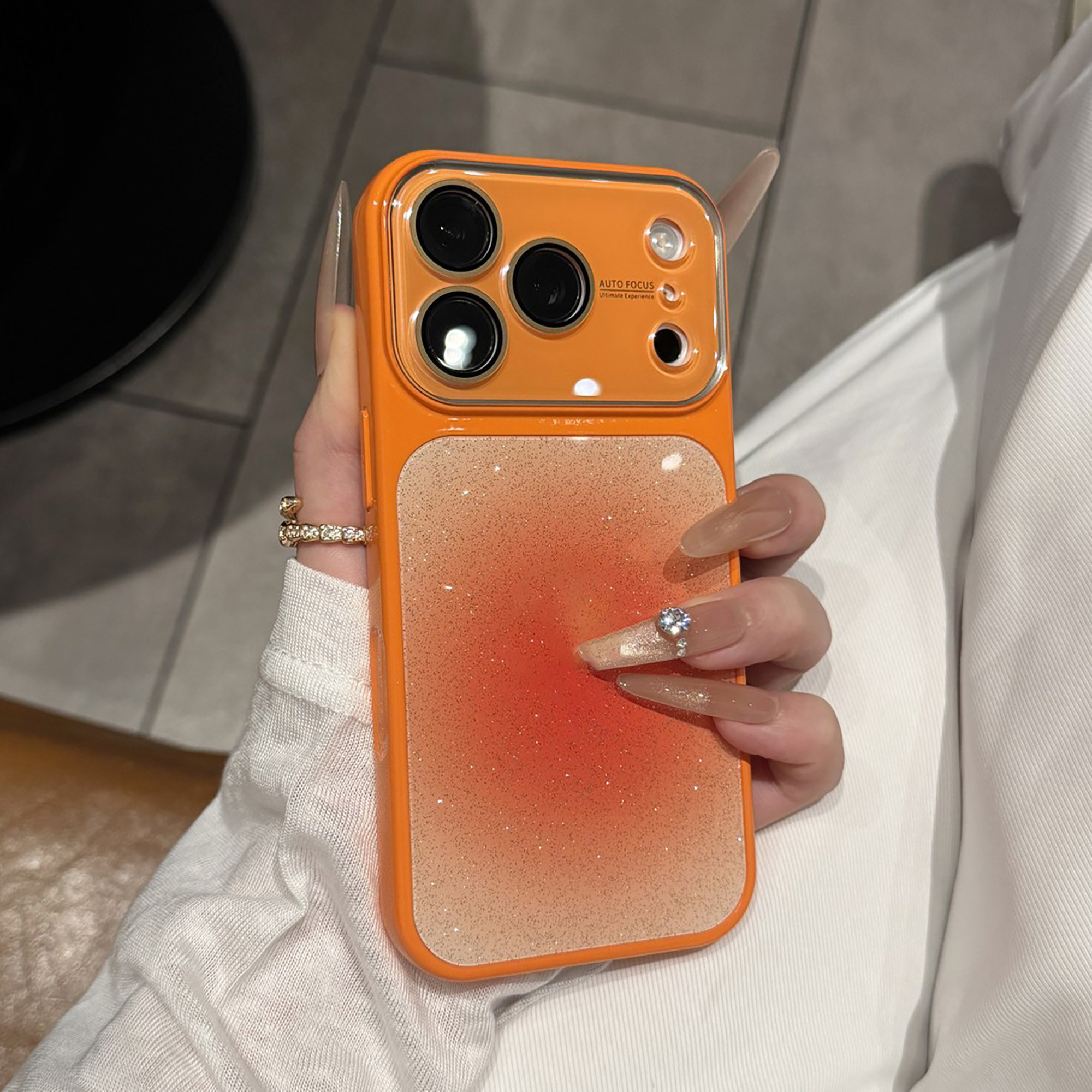 闪粉橙色晕染适用iphone17手机壳苹果17promax新品16全包防摔15新款pm硅胶14外壳专用13高级感小众保护套散热图片