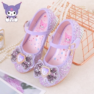 Maoergang/猫尔港女童库洛米公主鞋春秋新款儿童高跟鞋女孩水晶鞋