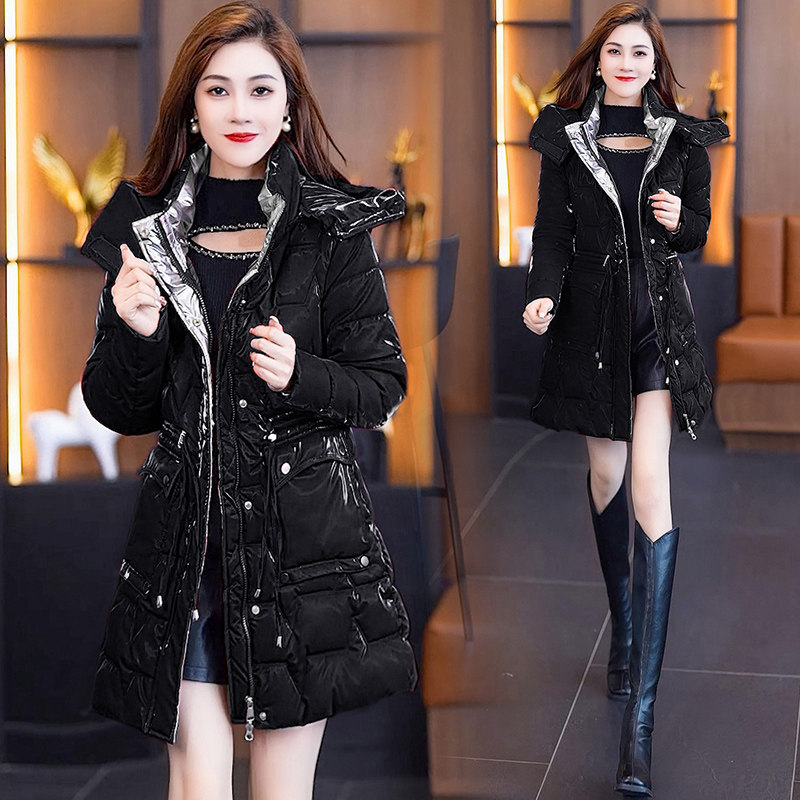 羽绒棉服女中长款2025年冬季新款小个子棉衣高档时尚亮面免洗棉袄