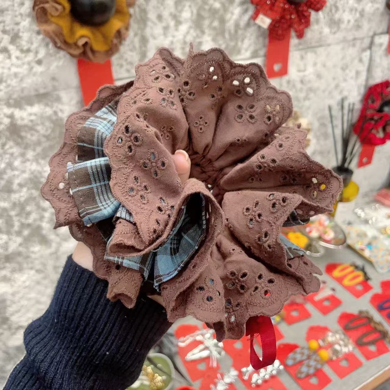 10.20韩国东大门Trois de LEI发饰布艺蕾丝发绳发圈