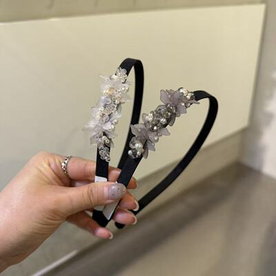 2.28韩国东大门baket发饰手工水钻花朵缠绕珠子发箍香蕉夹