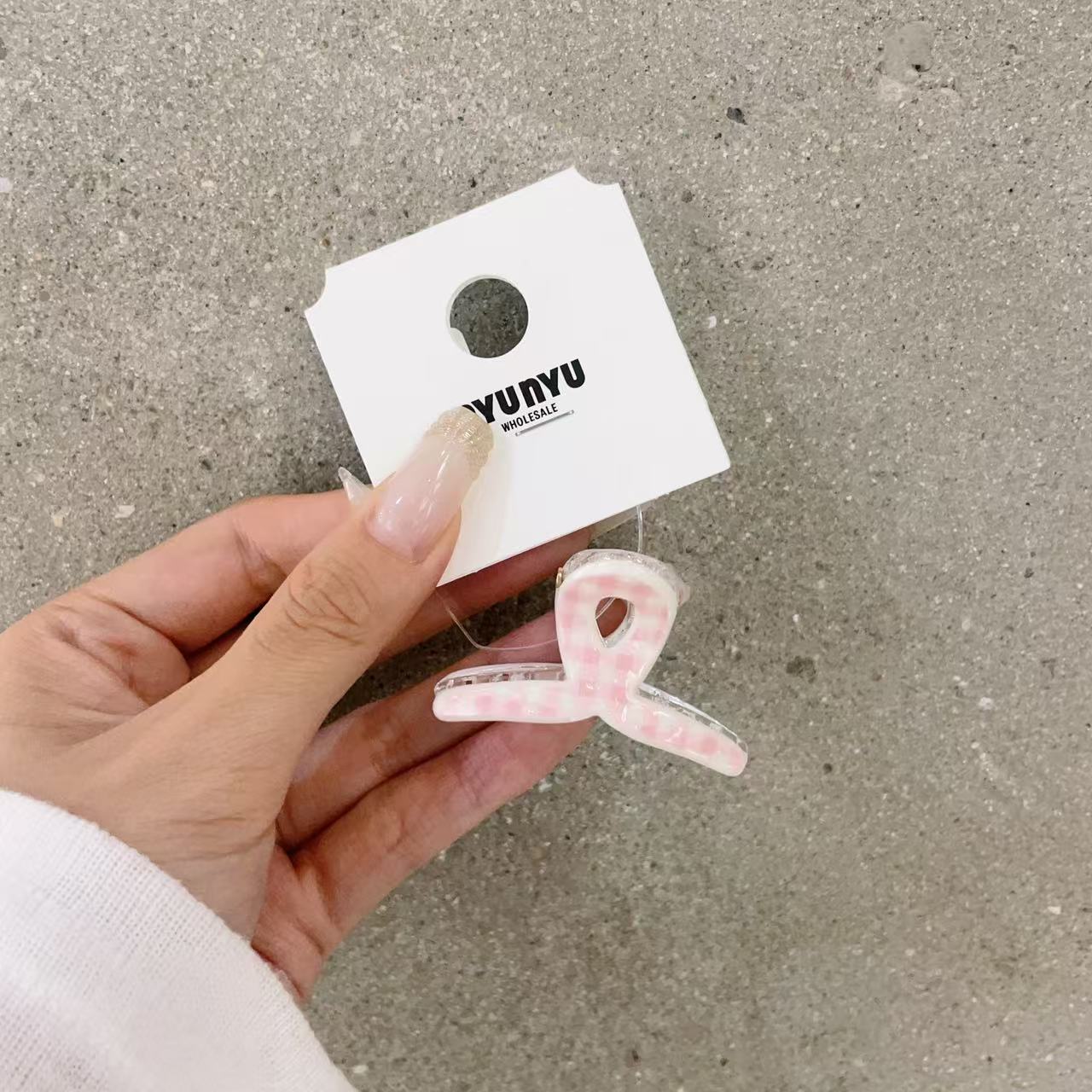 7.11韩国nyunyu发饰可爱格子小抓夹刘海夹