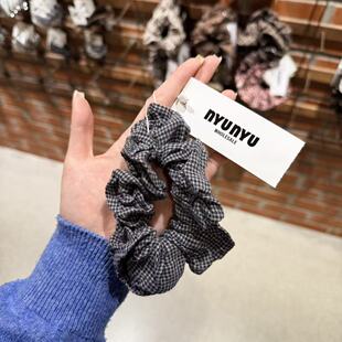 3.20韩国东大门nyunyu发饰小格子大肠发圈