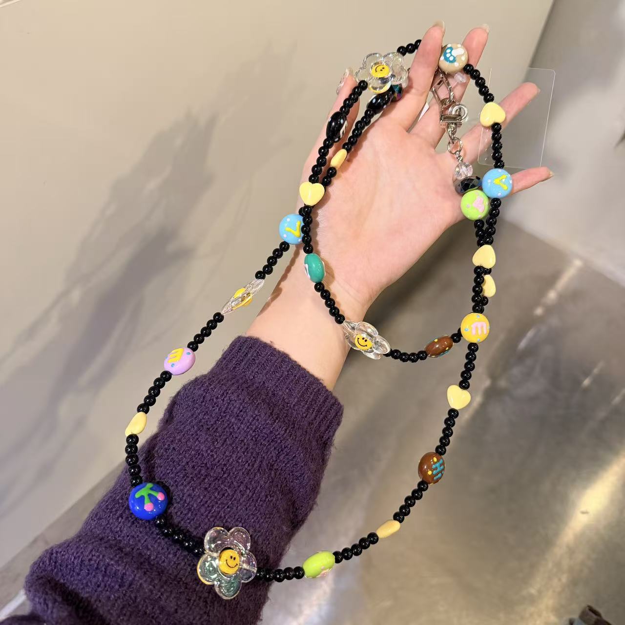 12.8直播韩国baket彩色太阳花串珠手机绳长绳斜挎装饰