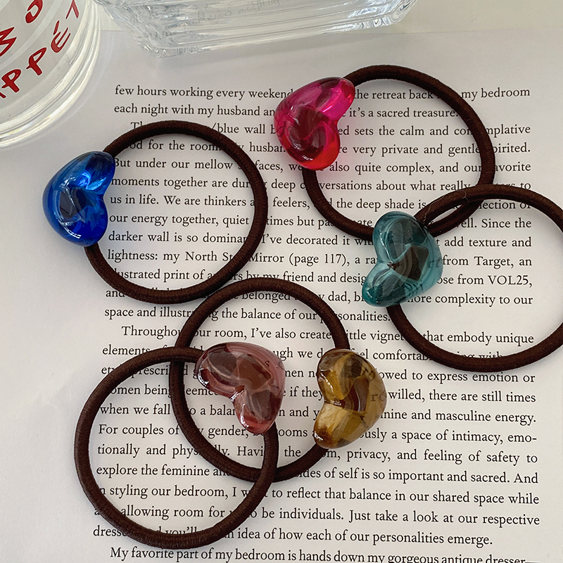 17mart韩国进口果冻色小爱心发圈法式马尾皮筋发绳气质头绳