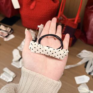4.8韩国东大门Trois de LEI布艺波点双层蝴蝶结发绳发圈
