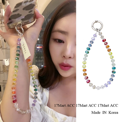 5.24韩国饰品baket多巴胺彩虹串珠蝴蝶结钥匙扣包挂时尚手机挂绳