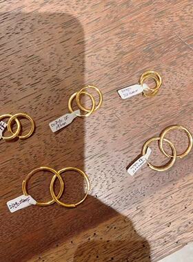 9.26韩国nyunyu饰品通体银极简金色耳圈耳饰