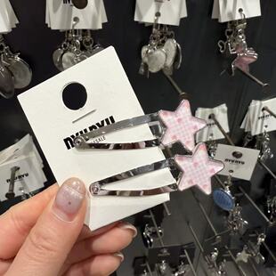 2.27韩国东大门nyunyu发饰甜酷星星爱心格子BB夹对夹刘海夹