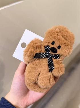 12.20韩国东大门baket发饰毛茸茸可爱小熊抓夹