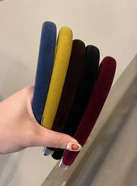 韩国东大门baket发饰纯色丝绒细发箍女高颅顶头箍复古气质款头饰