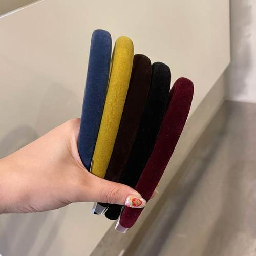 9.9韩国东大门baket发饰秋冬纯色丝绒细边发箍高颅顶