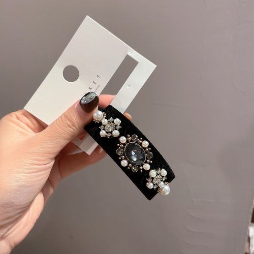 韩国东大门baket发饰高级感珍珠水钻半圆鲨鱼夹马尾扣发夹香蕉夹