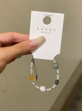 7.26韩国东大门baket饰品夏季新款彩色撞色拼接原始串珠手链女潮