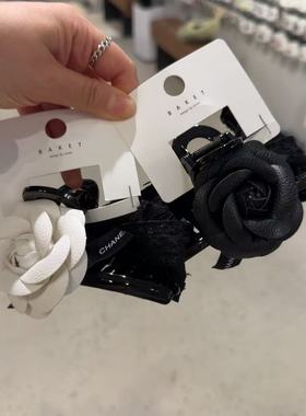 10.18韩国东大门baket发饰荔枝纹皮面花朵小香抓夹