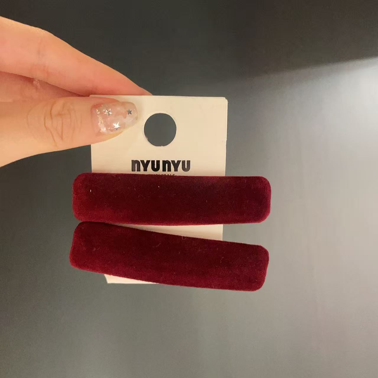 10.31韩国东大门nyunyu发饰绒面丝绒复古简约方形BB夹