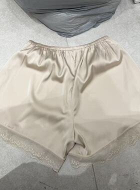4.13韩国东大门flora新款纯色缎面蕾丝舒适打底裤