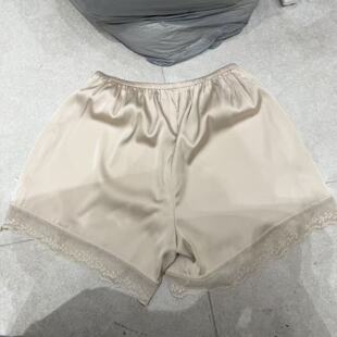 4.13韩国东大门flora新款纯色缎面蕾丝舒适打底裤