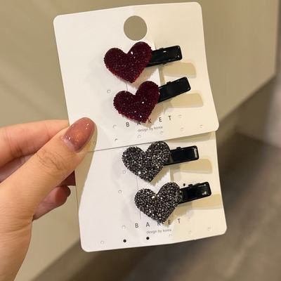 2.15韩国东大门baket发饰水钻爱心刘海夹对夹鸭嘴夹