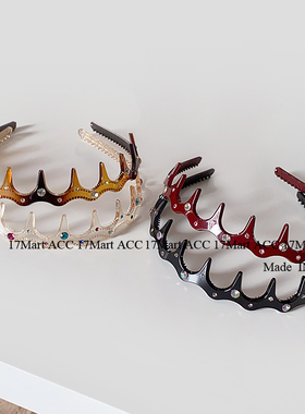 韩国发饰简约波浪外戴发箍女高颅顶气质百搭洗脸闪钻带齿防滑头箍