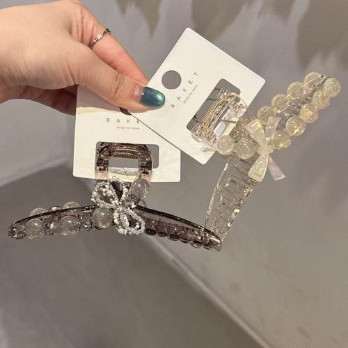 4.19韩国东大门baket发饰贝母彩光蝴蝶结珠珠冰透抓夹