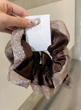 韩国baket发饰气质款网纱水钻大肠发圈高级感丸子头扎马尾头绳