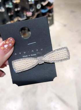 17mart韩国东大门nyunyu珍珠满钻蝴蝶结发卡蹦迪闪闪水钻刘海夹子
