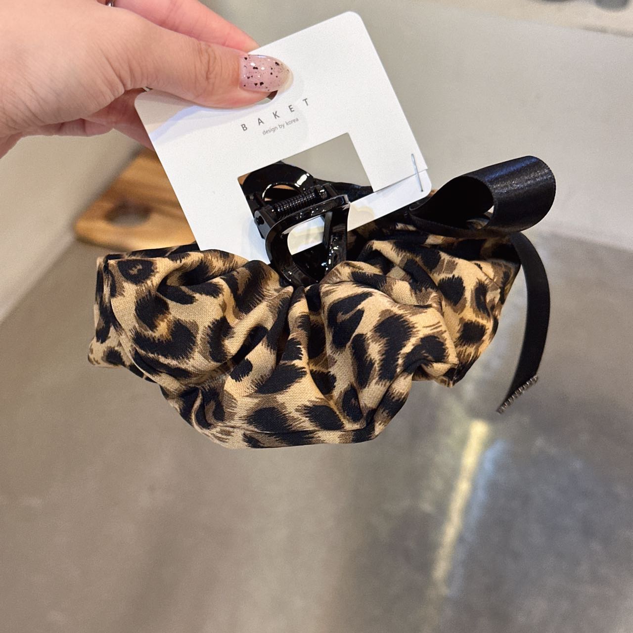 10.1韩国baket发饰豹纹虎皮褶皱抓夹