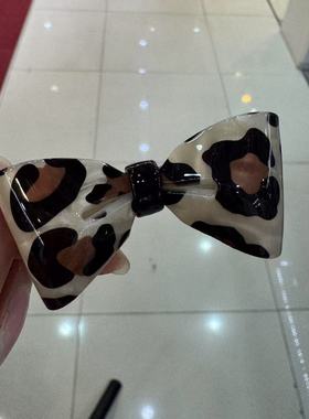 8.14韩国az发饰立体豹纹树脂蝴蝶结边夹扣夹