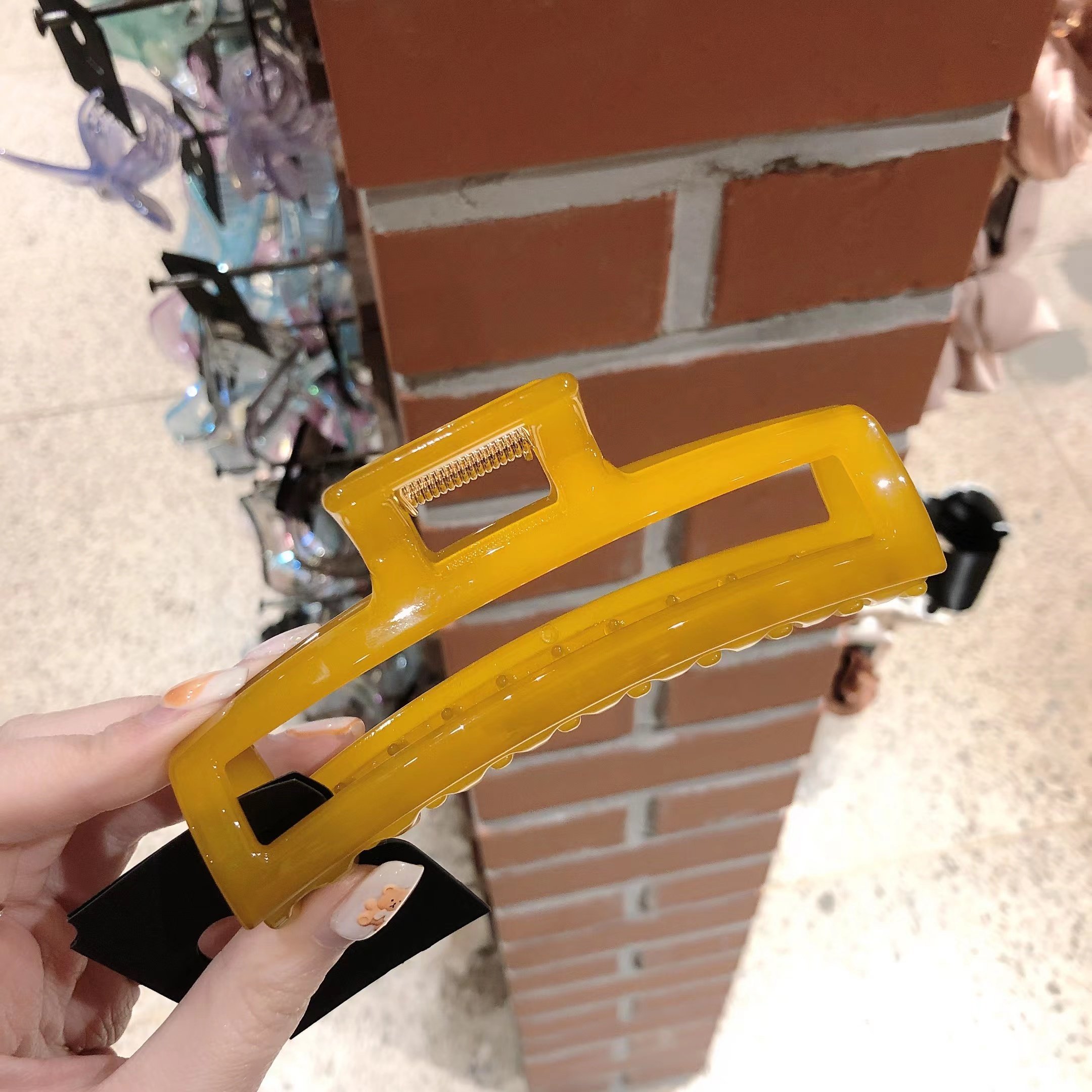 韩国发饰nyunyu发饰果冻光泽树脂抓夹简约质感大号发抓鲨鱼夹子