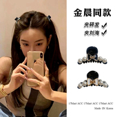 17mart韩国发饰复古碎发夹小发抓明星同款 蝴蝶结珍珠发夹对夹发卡